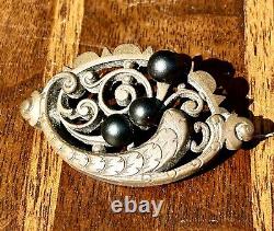 Gutta Percha Brooch Victorian Era Mourning Jewelry Handmade Antique Late Era