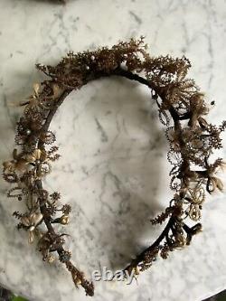 Horseshoe Wreath Victorian era Mourning human hair Folk Art 8 1/2 x 11