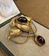 Large Antique Garnet Mourning Jewelry Brooch / Pin in 19K Yellow Gold HM2421SZ