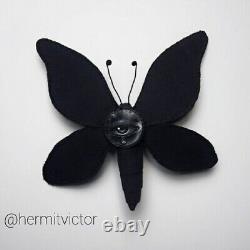 Lover's Eye Butterfly Moth pin brooch Victorian Mourning Georgian inspired art