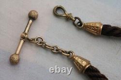 MOURNING HAIR WATCH FOB Gold Filled Victorian