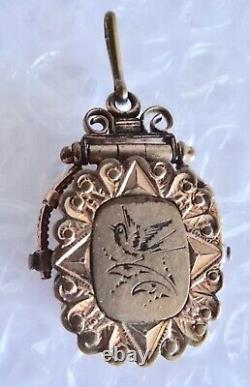 MOURNING LOCKET EMPTY POCKET WATCH FOB ANTIQUE VTG VICTORIAN JEWELRY neocurio