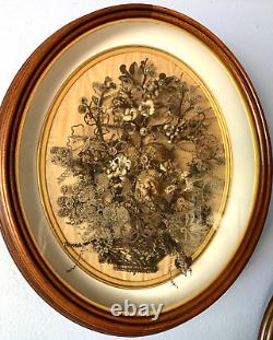 MUSEUM QUALITY VICTORIAN HAIR TREE LIFE WREATH MOURNING OVAL 1800s CIVIL WAR