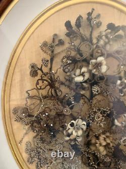 MUSEUM QUALITY VICTORIAN HAIR TREE LIFE WREATH MOURNING OVAL 1800s CIVIL WAR