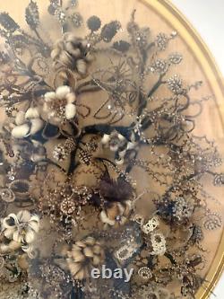 MUSEUM QUALITY VICTORIAN HAIR TREE LIFE WREATH MOURNING OVAL 1800s CIVIL WAR