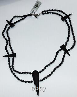 Mourning Beaded Antique Vintage Victorian Necklace Black Glass Choker 16