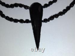 Mourning Beaded Antique Vintage Victorian Necklace Black Glass Choker 16
