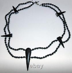 Mourning Beaded Antique Vintage Victorian Necklace Black Glass Choker 16