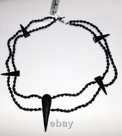 Mourning Beaded Antique Vintage Victorian Necklace Black Glass Choker 16