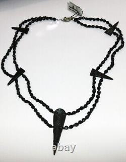 Mourning Beaded Antique Vintage Victorian Necklace Black Glass Choker 16