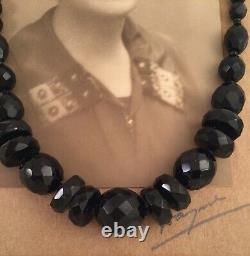 Necklace Antique Vintage Black Jet Glass Bead Necklace Mourning Jewellery