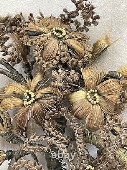 Old Victorian Hair Mourning Friendship Bouquet Flower Floral Display Folk Art