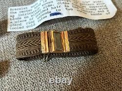 Pair 2 Victorian 14k Gold Hair Mourning Jewelry Bracelets