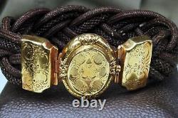 Quality Victorian 18K Gold, Hair Mourning Jewelry Bracelet Reduced by 40%