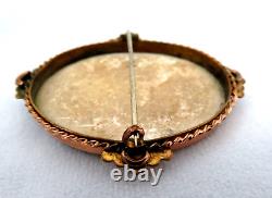 RARE Antique Victorian Rose Gold Colored Photo Mourning Brooch