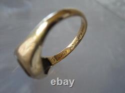 Rare Antique 19th C. Victorian 14k Solid Gold Sardonyx Signet Mourning Ring