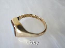 Rare Antique 19th C. Victorian 14k Solid Gold Sardonyx Signet Mourning Ring