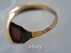 Rare Antique 19th C. Victorian 14k Solid Gold Sardonyx Signet Mourning Ring