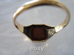 Rare Antique 19th C. Victorian 14k Solid Gold Sardonyx Signet Mourning Ring