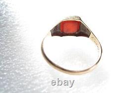 Rare Antique 19th C. Victorian 14k Solid Gold Sardonyx Signet Mourning Ring