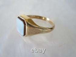 Rare Antique 19th C. Victorian 14k Solid Gold Sardonyx Signet Mourning Ring