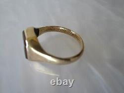 Rare Antique 19th C. Victorian 14k Solid Gold Sardonyx Signet Mourning Ring