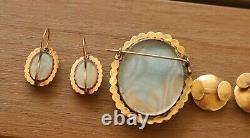 Rare Antique Victorian French 18k Gold Hair Art Mourning Jewelry Set Parure