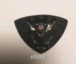 Rare Antique Vintage Victorian Mourning Black Carnival Glass Bat Hat Pin Funeral