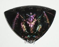 Rare Antique Vintage Victorian Mourning Black Carnival Glass Bat Hat Pin Funeral