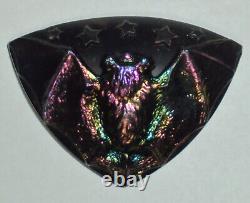 Rare Antique Vintage Victorian Mourning Black Carnival Glass Bat Hat Pin Funeral