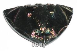 Rare Antique Vintage Victorian Mourning Black Carnival Glass Bat Hat Pin Funeral