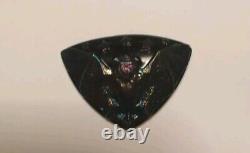 Rare Antique Vintage Victorian Mourning Black Carnival Glass Bat Hat Pin Funeral