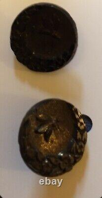 Rare Antique Vintage Victorian Mourning Black Carnival Glass Bat Hat Pin Funeral