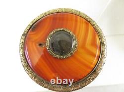 Rare Victorian Large Scottish Banded Agate 9ct Mourning Locket Brooch