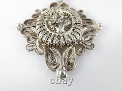 Rare Victorian Sterling Filigree Pendent With Flower & Memorial Compartment