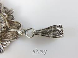 Rare Victorian Sterling Filigree Pendent With Flower & Memorial Compartment