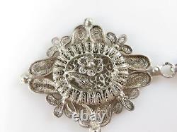 Rare Victorian Sterling Filigree Pendent With Flower & Memorial Compartment