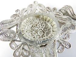 Rare Victorian Sterling Filigree Pendent With Flower & Memorial Compartment