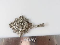 Rare Victorian Sterling Filigree Pendent With Flower & Memorial Compartment