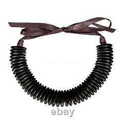 Superb! Antique Late Victorian Gutta Percha Whitby Jet Mourning Collar Necklace