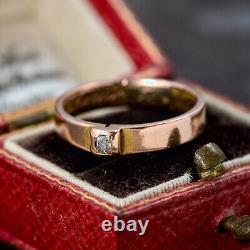 Superb Rare Antique French 14k Gold Diamond Hidden Locket Mourning Posy Ring
