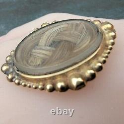 Sweet Victorian 14K Yellow Gold Pendant With Weaved Hair Works 7.6 Gr