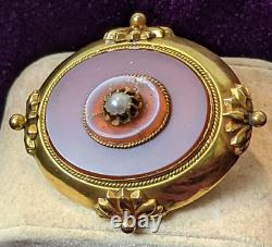 The Best Victorian 14k Gold Pearl Mourning Hair Wreath Brooch Pendant 14 Grams