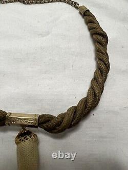VICTORIAN Woven Braided Human Hair Mourning 10K Gold Filled Choker Necklace 15