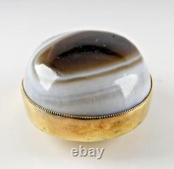 Victorian 10K GOLD Banded Agate PANEL BRACELET Mourning HAIR Scottish FOB Locket