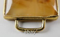 Victorian 10K GOLD Banded Agate PANEL BRACELET Mourning HAIR Scottish FOB Locket