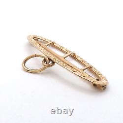 Victorian 10K Rose Gold Ribbon Holder Mourning Charm Pendant