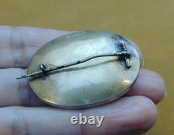 Victorian 10k Gold Hair Under Beveled Glass Mourning Pin