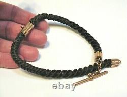Victorian 10k Rose Gold Genuine Hair Mourning Watch Chain 12 Inches Long