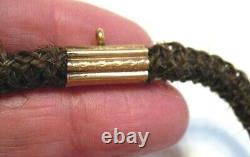 Victorian 10k Rose Gold Genuine Hair Mourning Watch Chain 12 Inches Long